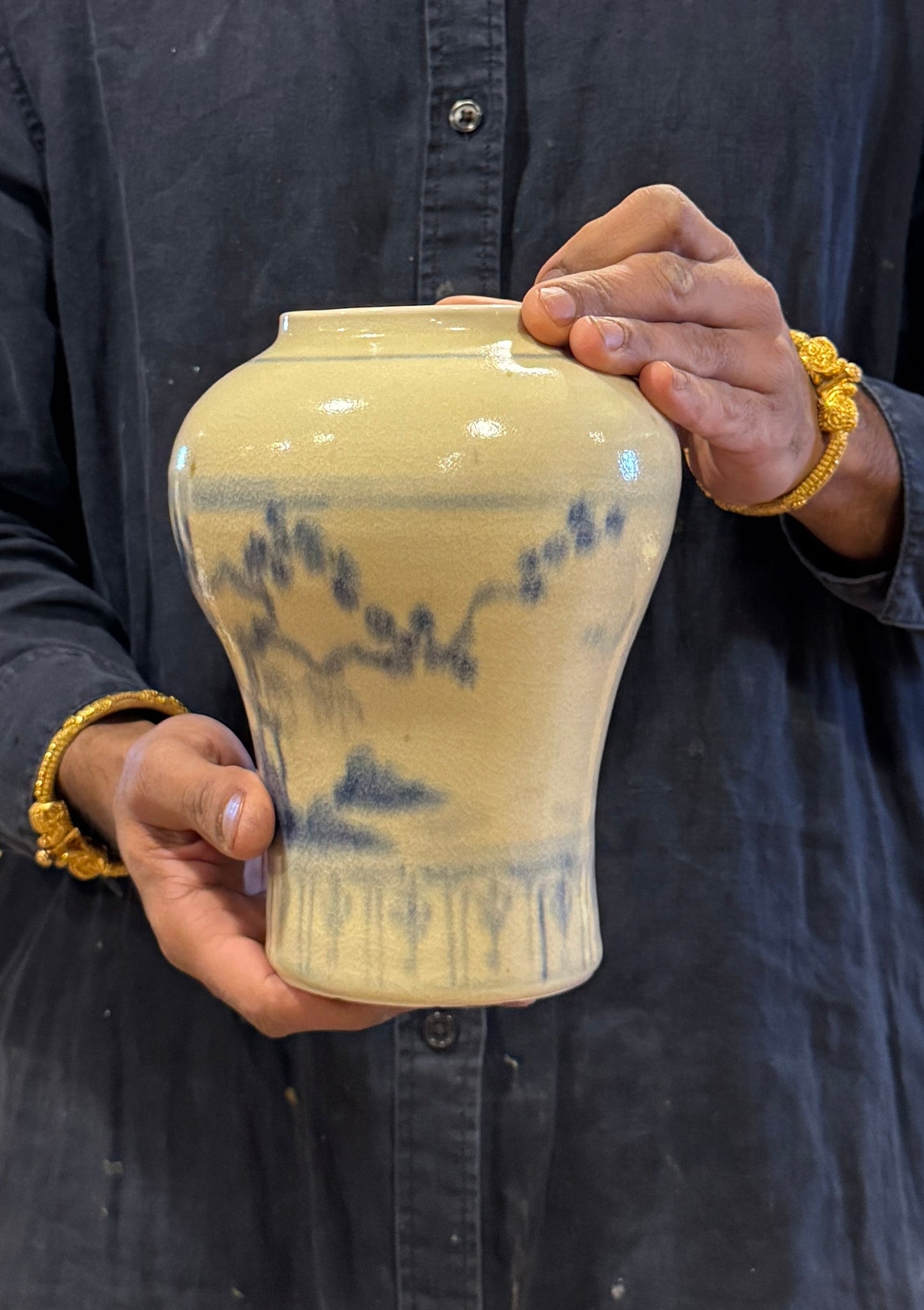 Porcelain Vase, Flow Blue - PORCELAIN B