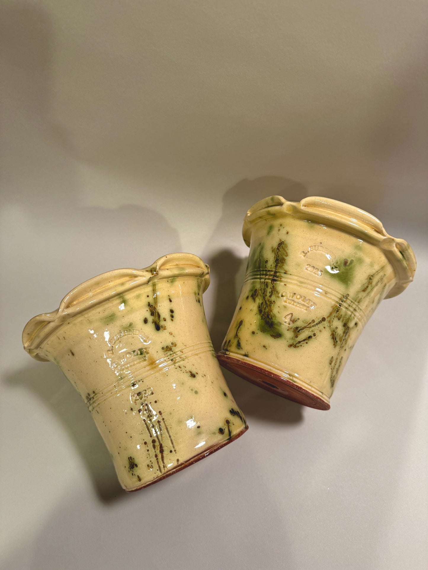 Glazed Spatterware Flowerpots - Large