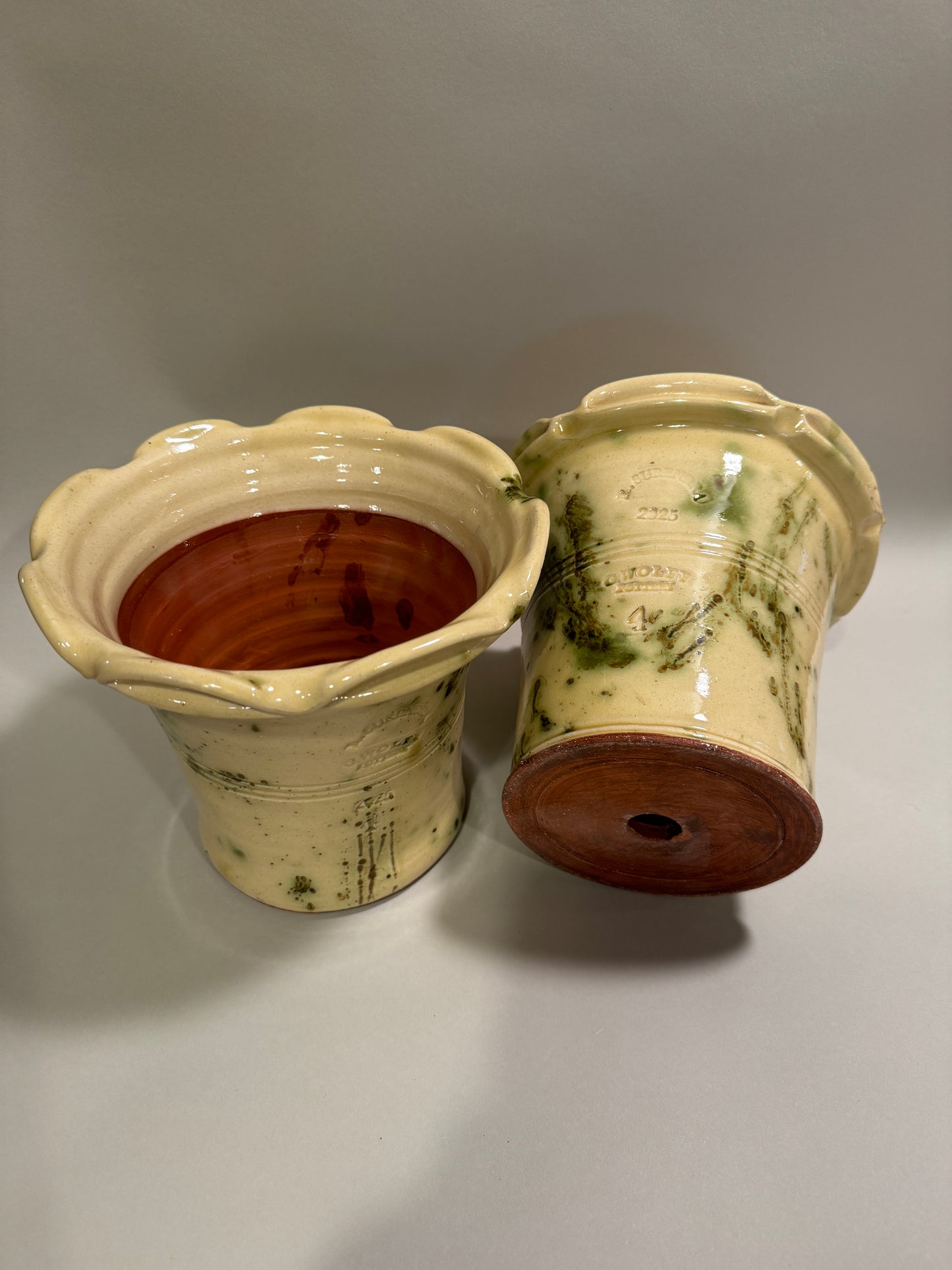 Glazed Spatterware Flowerpots - Large