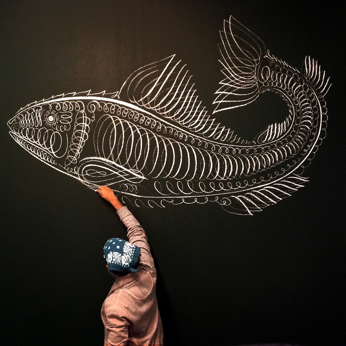 Flourished Fish Letterpress Notecard Set (5 Pack)