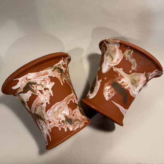 Flower Pot - No.4 Red Marbled Pot