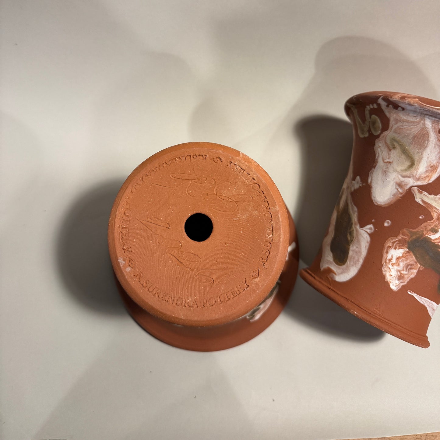 Flower Pot - No.4 Red Marbled Pot