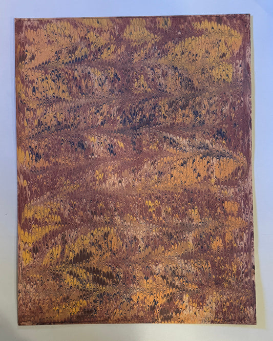 Marbled Paper S - Pink Ochre Combed