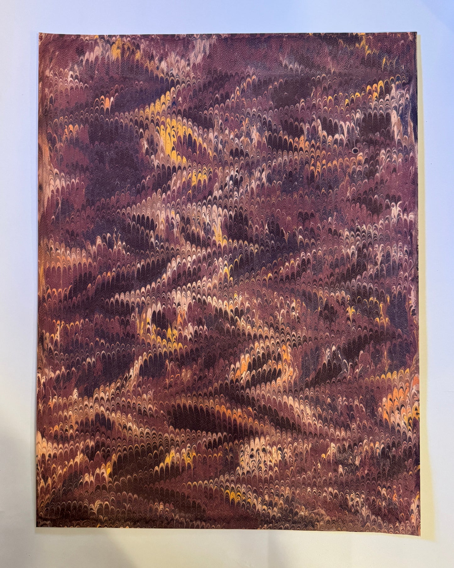 Marbled Paper U - Purple Combed 16th C