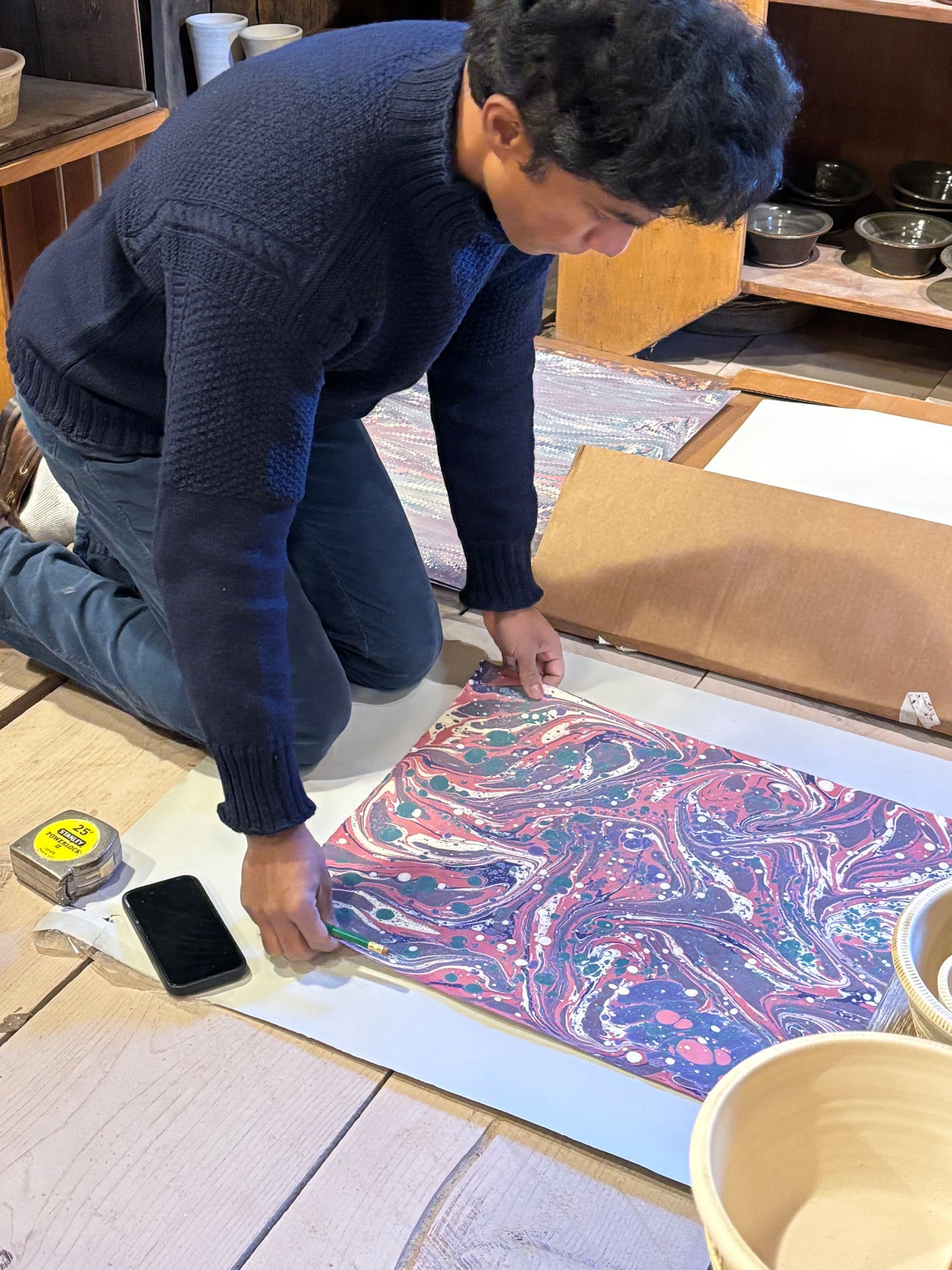 Marbled Paper H - Pink Swirl